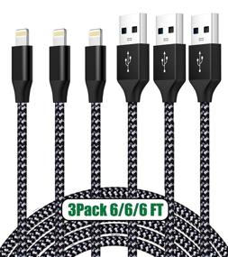 img 4 attached to ⚡ MFi Certified iPhone Charger 6FT Lightning Cable 3 Pack - Fast Charging Cord for iPhone 12 - USB Nylon Braided