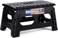 🪜 acstep folding step stool - 15-inch extra wide, 9-inch height, heavy duty stepping stool - safe, comfortable, non slip foldable step stool for adults - black logo