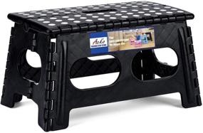 img 4 attached to 🪜 ACSTEP Folding Step Stool - 15-Inch Extra Wide, 9-Inch Height, Heavy Duty Stepping Stool - Safe, Comfortable, Non Slip Foldable Step Stool for Adults - Black