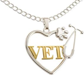 img 1 attached to 🐾 Caring Hands Gifts Vet Necklace - Stethoscope Dog Paw Heart Pendant for Veterinarians and Vet Techs - Vet Gift in Silver and Gold