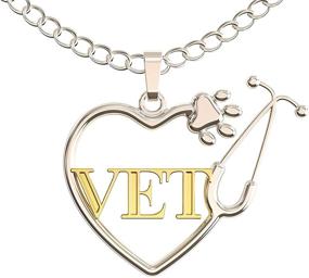 img 4 attached to 🐾 Caring Hands Gifts Vet Necklace - Stethoscope Dog Paw Heart Pendant for Veterinarians and Vet Techs - Vet Gift in Silver and Gold