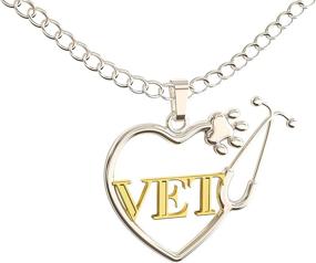 img 2 attached to 🐾 Caring Hands Gifts Vet Necklace - Stethoscope Dog Paw Heart Pendant for Veterinarians and Vet Techs - Vet Gift in Silver and Gold