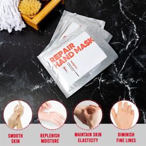 img 3 attached to 👐 NURYSH REPAIR Hand Mask - Intense Care for Dry, Cracked Hands with Argan Oil, Vitamins A & E - Hydrating Gloves for Softening & Nourishing Rough, Damaged Skin - 5 Pairs