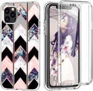 📱 baisrke geometric marble iphone 11 pro max case - dual layer full body shockproof protection with built-in screen protector - 6.5 inch logo