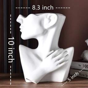 img 3 attached to 🖼️ Modern Minimalism Nordic Style Face, Head, and Body Vase - Ceramic Sculpture Flower Holder for Home Decoration - Table Center Piece with Hand
