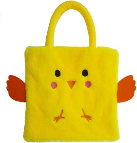 img 3 attached to Yellow Chick Easter Plush Tote Bag for Easter Egg Hunting Basket by DearSun