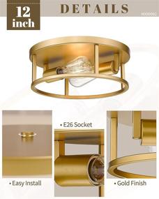 img 3 attached to ✨ Modern 12 inch HANASS Gold Flush Mount Light Fixture: A Stylish Ceiling Light for Living Room, Kitchen, Dining Room, Bedrooms, Foyer, and Hallways - MX99992