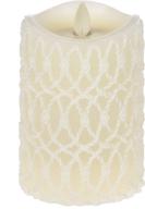 🕯️ ganz led textured pillar flameless candle: 5x3 inches, ivory carved - timer included логотип