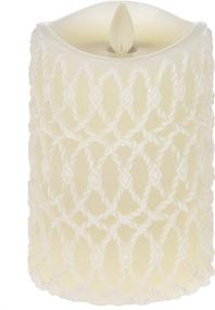 img 1 attached to 🕯️ Ganz LED Textured Pillar Flameless Candle: 5x3 Inches, Ivory Carved - Timer Included