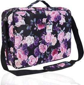 img 4 attached to 🎨 Shulaner Large Capacity Nylon Pen Organizer Bag with Zipper Closure – Holds 480 Colored Pencils or 320 Color Gel Pens – Purple Rose – Ideal for Students or Artists – Includes Shoulder Strap