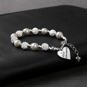 img 3 attached to 👧 Exquisite Handmade First Communion Gift: White Bead Charm Bracelet - Perfect for Baptism or Christening, Ideal Jewelry for Girls