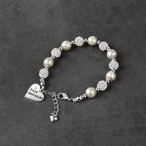 img 2 attached to 👧 Exquisite Handmade First Communion Gift: White Bead Charm Bracelet - Perfect for Baptism or Christening, Ideal Jewelry for Girls