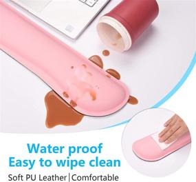 img 3 attached to 🎀 DAPESUOM Keyboard Wrist Rest Pad and Mouse Wrist Rest Support - Ergonomic PU Leather Mouse Pad and Keyboard Wrist Pillow Rest Pad with Widened Memory Foam Set, Easy Typing, Pain Relief - Pink (Upgrade & Cleanable)