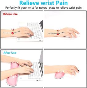 img 2 attached to 🎀 DAPESUOM Keyboard Wrist Rest Pad and Mouse Wrist Rest Support - Ergonomic PU Leather Mouse Pad and Keyboard Wrist Pillow Rest Pad with Widened Memory Foam Set, Easy Typing, Pain Relief - Pink (Upgrade & Cleanable)
