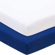 👶 gllquen baby crib sheets: breathable cozy fitted toddler mattress sheet - blue & white (52"x 28") logo