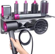 🧖 wall mount hair dryer stand holder for dyson supersonic hair dryer & airwrap styler - 2in1 organizer shelf for bathroom, bedroom, hair salon, barbershop логотип