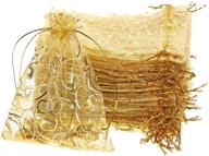 shapenty 50pcs organza gift bags: elegant 🎁 gold pouches for wedding favors, candy, jewelry & more logo