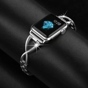 img 3 attached to 💎 Stainless Steel Jewelry Wristband Strap for Apple Watch Band 38mm 40mm 42mm 44mm - Compatible with Iwatch SE Series 6/5/4/3/2/1 - Secbolt Dressy Women's Accessories