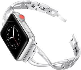 img 4 attached to 💎 Stainless Steel Jewelry Wristband Strap for Apple Watch Band 38mm 40mm 42mm 44mm - Compatible with Iwatch SE Series 6/5/4/3/2/1 - Secbolt Dressy Women's Accessories