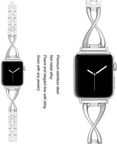 img 2 attached to 💎 Stainless Steel Jewelry Wristband Strap for Apple Watch Band 38mm 40mm 42mm 44mm - Compatible with Iwatch SE Series 6/5/4/3/2/1 - Secbolt Dressy Women's Accessories