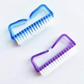 img 1 attached to 💅 Leline's Nail Brush Set: 2-Piece Handle Grip Nail Cleaner Brush for Effective Nail Cleaning - Soft Kids Nail Brush in Purple and Blue