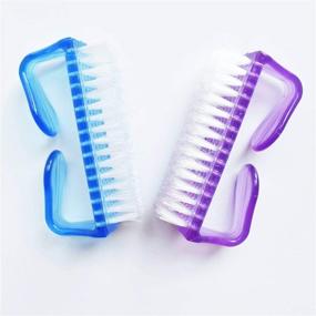 img 2 attached to 💅 Leline's Nail Brush Set: 2-Piece Handle Grip Nail Cleaner Brush for Effective Nail Cleaning - Soft Kids Nail Brush in Purple and Blue