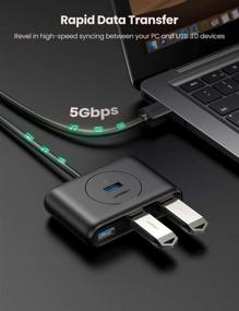 img 1 attached to UGREEN 4 Port USB Hub 3.0 Data Hub | High-Speed Mac Mini, MacBook Air, iMac Pro, Surface Compatible | Portable Extension Cable Included