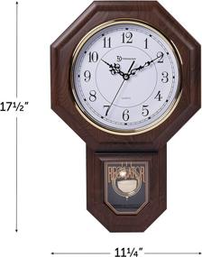 img 3 attached to 🕒 Timekeeper Essex Faux Wood Traditional Schoolhouse Pendulum Wall Clock: Walnut, 17.5" x 11.25" - Perfect for Home and Office with Westminster Chime