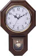 🕒 timekeeper essex faux wood traditional schoolhouse pendulum wall clock: walnut, 17.5" x 11.25" - perfect for home and office with westminster chime logo