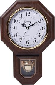 img 4 attached to 🕒 Timekeeper Essex Faux Wood Traditional Schoolhouse Pendulum Wall Clock: Walnut, 17.5" x 11.25" - Perfect for Home and Office with Westminster Chime