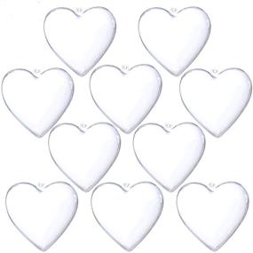 img 4 attached to 🎄 10-pack of Heart-shaped Clear Plastic Fillable Christmas DIY Craft Ball Ornaments - 3.94 inch