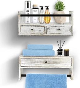 img 4 attached to 🛀 Y&ME YM Bathroom Shelf with Drawers Set of 2 - Versatile Floating Nightstands, Wall Shelf with Drawer and Towel Rack for Bedroom, Bathroom, Living Room, Kitchen (White)