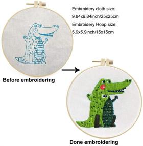 img 3 attached to Complete Stamped Embroidery Kit for Beginners - Cross Stitch, Patterns, Instructions, Hoop, Threads, Scissors: Crocodile