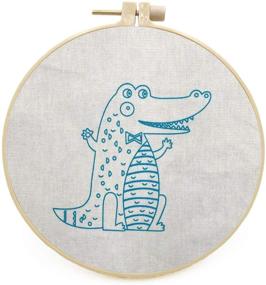 img 2 attached to Complete Stamped Embroidery Kit for Beginners - Cross Stitch, Patterns, Instructions, Hoop, Threads, Scissors: Crocodile