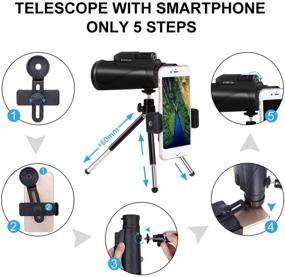 img 1 attached to 🔭 High Power Monocular Telescope 12X50 with Universal Smartphone Holder, Wireless Remote Control, BAK4 Prism - Waterproof Scope for Bird Watching, Hunting, Surveillance, Hiking