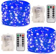 100led blue string lights, 2 pack battery operated fairy lights with remote 🔵 control - waterproof twinkle lights for christmas, home, bedroom, garden, patio & outdoor decor logo