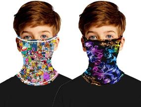 img 4 attached to 🧣 Children's Neck Gaiters with Ear Loops - Outdoor Face Cover for Boys and Girls, Scarf Bandana Dust Wind Balaclava - Pack of 2