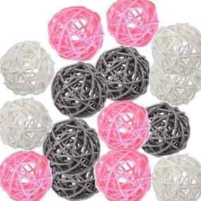 img 3 attached to 🎉 15pcs Decorative Wicker Rattan Balls - Ins Style Color Decor for Vase Filler, Weddings, Birthdays, Parties - White Pink Grey