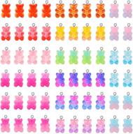 🐻 gukasxi 60pcs 15 colors cute bear charm pendants for diy jewelry making - resin bear necklace charms for girls logo