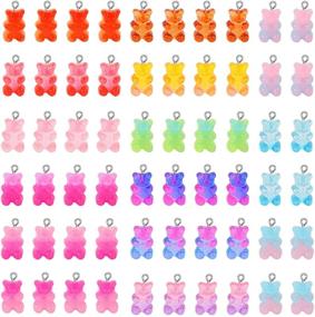 img 4 attached to 🐻 Gukasxi 60Pcs 15 Colors Cute Bear Charm Pendants for DIY Jewelry Making - Resin Bear Necklace Charms for Girls