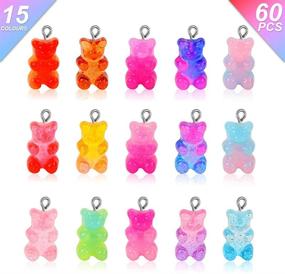 img 3 attached to 🐻 Gukasxi 60Pcs 15 Colors Cute Bear Charm Pendants for DIY Jewelry Making - Resin Bear Necklace Charms for Girls
