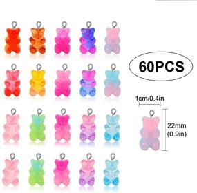 img 2 attached to 🐻 Gukasxi 60Pcs 15 Colors Cute Bear Charm Pendants for DIY Jewelry Making - Resin Bear Necklace Charms for Girls