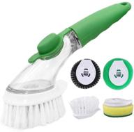 🧽 dish brush with soap dispenser, handle and 4 reusable refill replacement heads - ideal for kitchen sink cleaning, pots, pans, and dishes logo