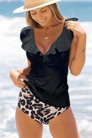 img 3 attached to Beachsissi Shoulder Swimsuit Leopard Tankini