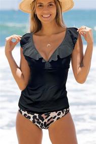 img 2 attached to Beachsissi Shoulder Swimsuit Leopard Tankini