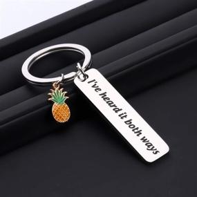img 1 attached to 🍍 FAADBUK Psyc Inspired Keychain - Unique Gift for Pineapple Lovers with Iconic 'I've Heard It Both Ways' Show Quote