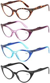 img 4 attached to 👓 Kerecsen 4-Pack Ladies Fashionable Cateye Reading Glasses with Spring Hinges for Women