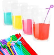 50 pcs drink pouches straws logo