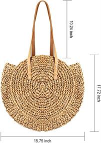 img 3 attached to 🌞 Large Woven Summer Beach Tote Handbag with Round Straw Design – Ideal Handle Shoulder Bag for Women's Vacation