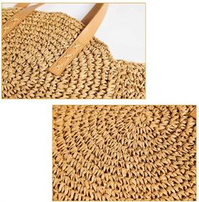 img 2 attached to 🌞 Large Woven Summer Beach Tote Handbag with Round Straw Design – Ideal Handle Shoulder Bag for Women's Vacation